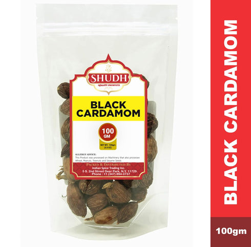 Shudh Black Cardamom Pods Whole, 100 GM, All Natural Non-GMO Spice, Product of China