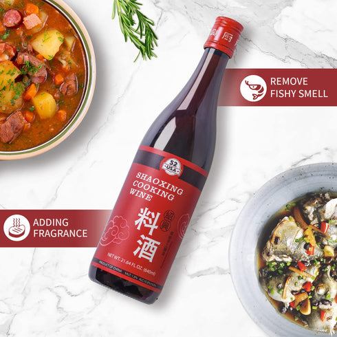 52USA Shaoxing Cooking Wine, 21.64 fl oz, Chinese Asian Cooking Wine, Fermented Rice Wine for Homemade Cooking