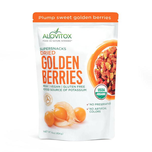 Alovitox Organic Sun Dried Golden Berries 16 oz | Raw, Vegan, Gluten