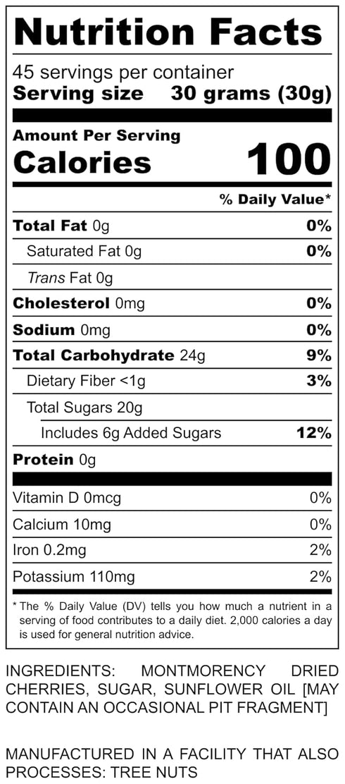 3 LB (48oz) Dried Cherries Resealable Bag, Tart (Sour) Montmorency Variety - /sweetened