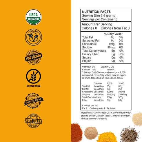 0.8oz (6-Pack) Vegan Organic Gobi Cauliflower Indian Spice Blend - Arora Creations | Gluten Free, Non-GMO, Low Sodium |