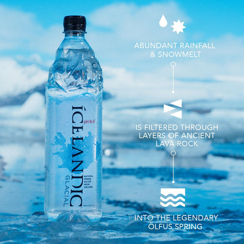 1L 33.81 Oz (Pack 6) Icelandic Glacial Natural Spring Alkaline Water, / Fl
