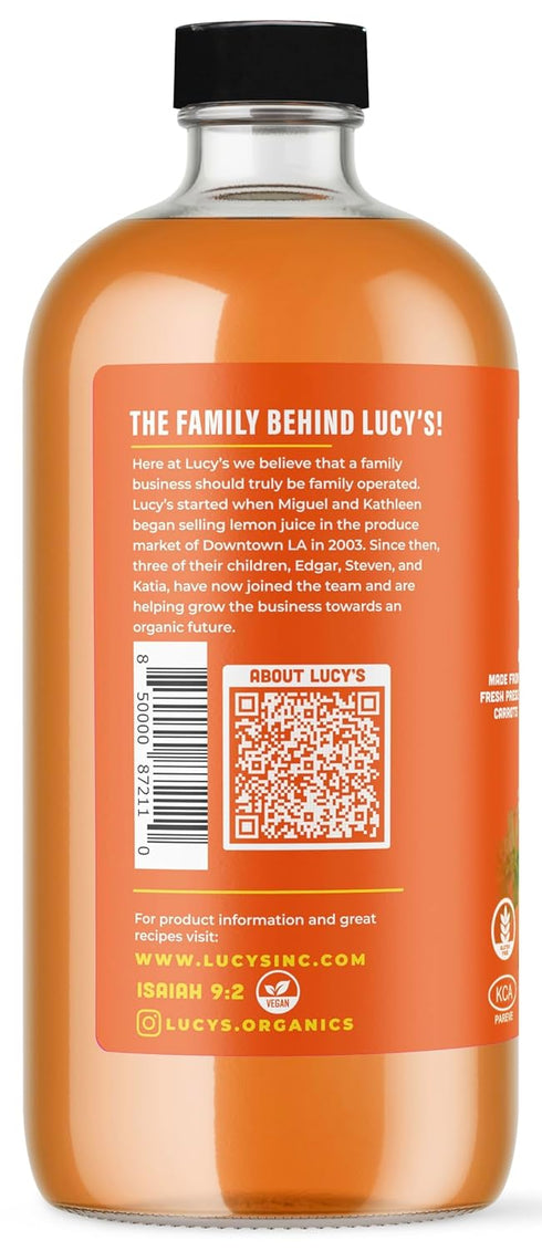 99% 34 oz. Lucys Family Owned - AMERICAN CARROTS Organic Pure Carrot Juice, Glass Bottle (Fresh Pressed