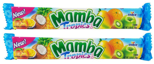 Mamba Fruit Chewy Candy, 2.65oz, 2 Packs of Tropical Fruit Chews