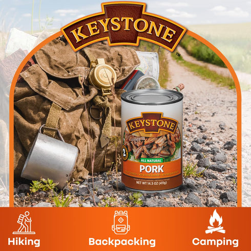 14.5 oz 5 Pack Keystone Meats All Natural Heat and Serve Canned Pork, Fully Cooked and Ready to Eat Shelf Stable