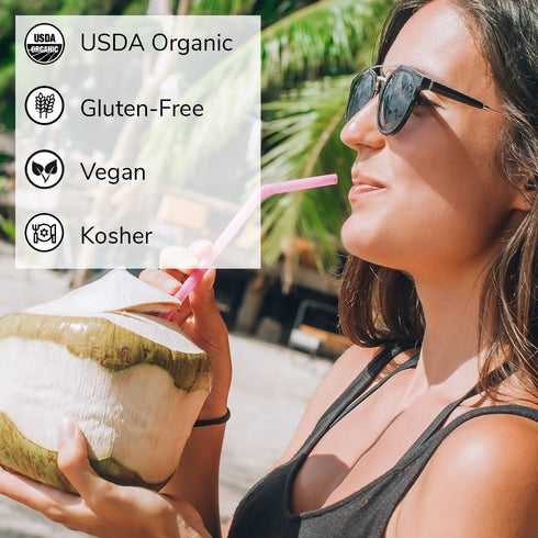 33.8 oz (Pack 6) Nature's Greatest Foods, Organic Coconut Water, USDA Organic Certified, No Sugar Added, Never from