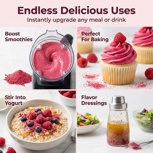 100% 6oz (33 Organic Freeze-Dried Raspberry Powder Natural Whole Fruit, Certified Organic Red Raspberries Perfect