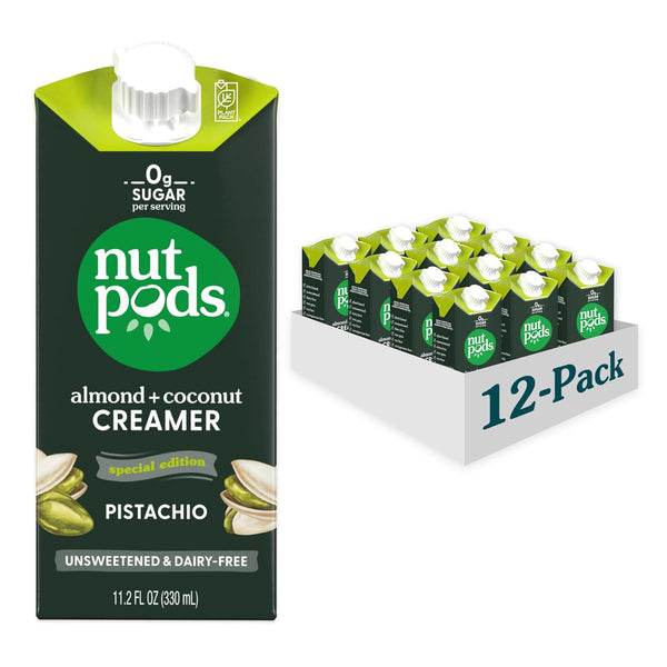 nutpods Pistachio Unsweetened Dairy-Free Creamer, Made from Almonds and Coconuts, Whole30, Keto,