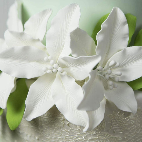 3 Count Global Sugar Art Casablanca, Easter Lily Sugar Cake Flowers, White Extra Large by Chef Alan Tetreault