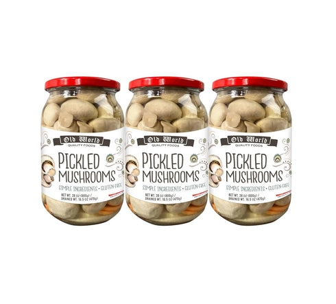 Generic Old World Quality Food Pickled Mushrooms 32 oz Jar 3 Pack All