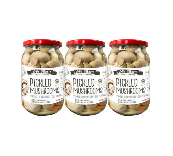 Generic Old World Quality Food Pickled Mushrooms 32 oz Jar 3 Pack All