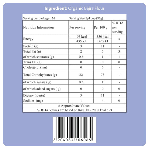 24 Mantra Organic (500g) Bajra (Pearl Millet) Flour