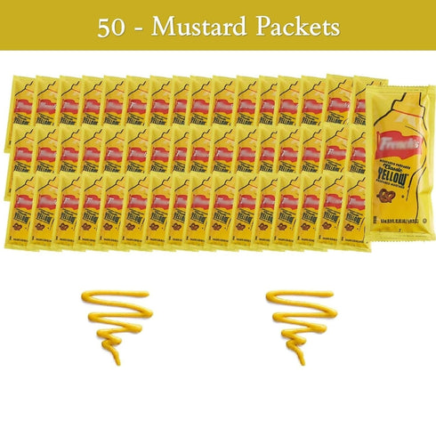 Set: Packets (5.5g) 50 Count CMC 50 packets) Gift Mustard with Spreader in Food-Safe Resealable Bag by Products