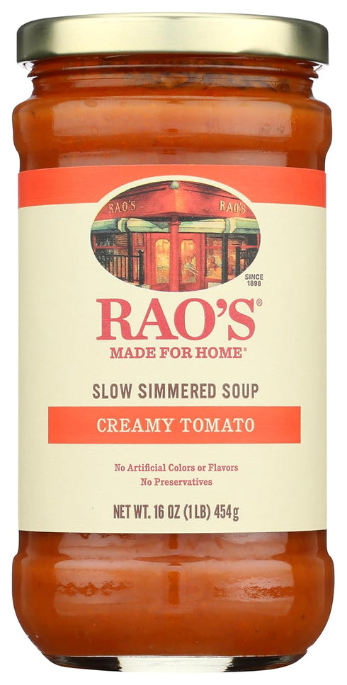 16oz, (Pack 4) Rao's Made for Home Creamy Tomato Soup, Traditional Italian Heat and Serve Soup, Made with Premium