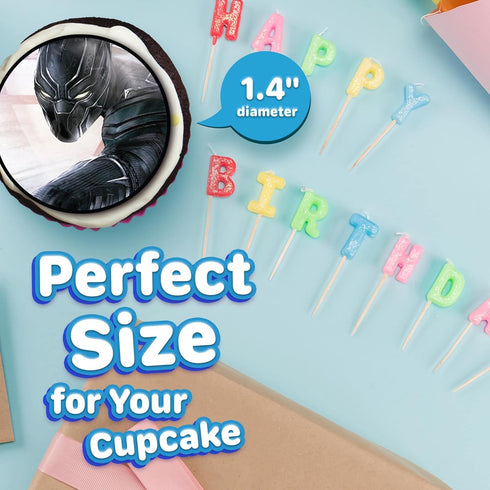 30 x Edible Cupcake Toppers - Jungle Warrior Panther Collection of Edible Cake Decorations, Uncut Edible on Wafer Sheet