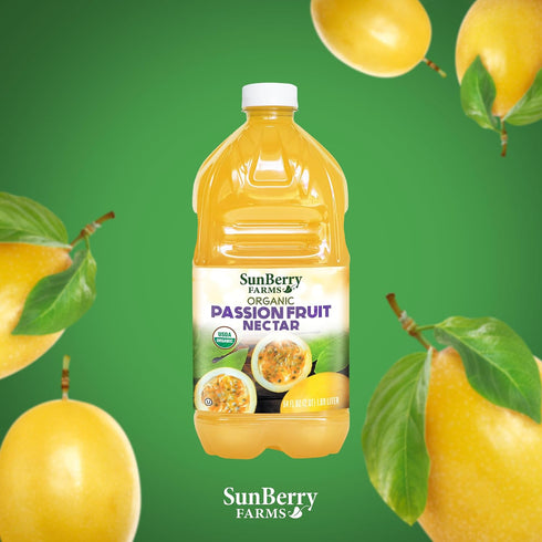 64 oz 1.89 Sunberry Farms Organic Passion Fruit Nectar fl | Tropical Juice Nectar Made with Real Organic Fruit | No