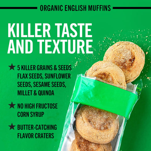 6 Count Dave's Killer Bread Rockin' Grains English Muffins, Organic Whole Grain English Muffins