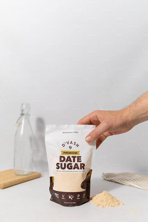 (1 8.8 oz) 250g 100% Date Sugar Bag | D'vash | All-Natural Dried Ground Dates, Powder, Vegan,Paleo, Sugar