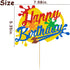 Painting Cake Topper Glitter Art Brush Palette Themed Happy Birthday Cake Decoration for Girl Boy Kids Art Birthday Party Decorations (Double Sided)