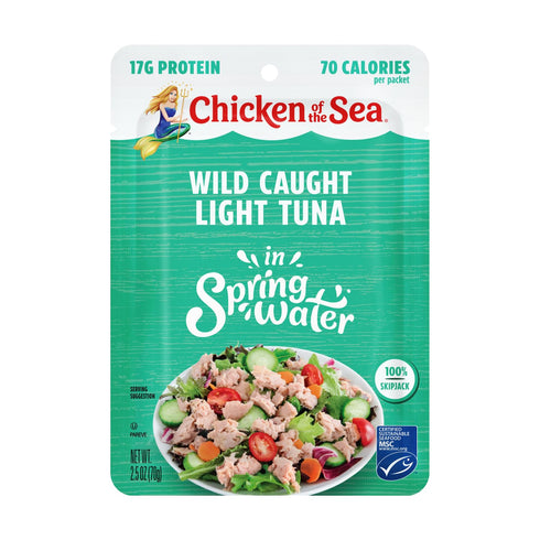 2.5 oz. Packet (Pack 4) Chicken of the Sea Wild Caught Light Tuna in Spring Water