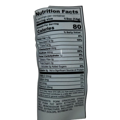 Brim's 3oz/ 4pk OLD-FASHIONED LIGHTLY SEASONED WITH RED PEPPER PORK CRACKLIN STRIPS