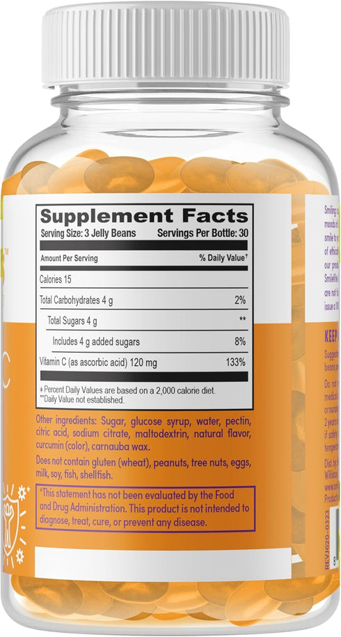 SmileVites Immune 90 Count Heartland Pharma Vitamin C Jelly Beans | Support & Antioxidant Boost | Gluten-Free, Non-GMO