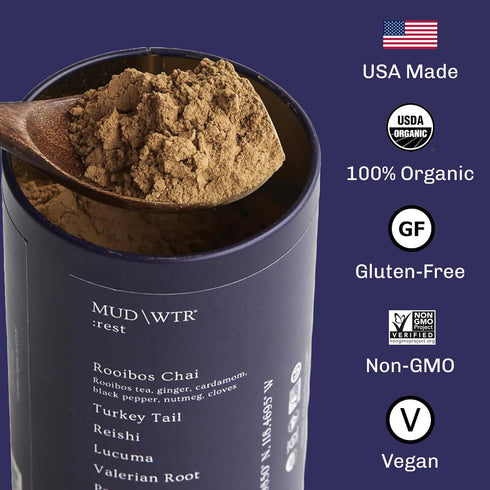 2,240mg 30 MUD\WTR Rest Evening Mushroom Blend Powder | Adaptogenic Mushroom Tea | Sleep Support, Wind Down