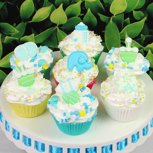 48 Count Royal Icing Decorations, Baby Boy, Gender Reveal Party, Baby Shower Edible Kosher Decorations for Cakes