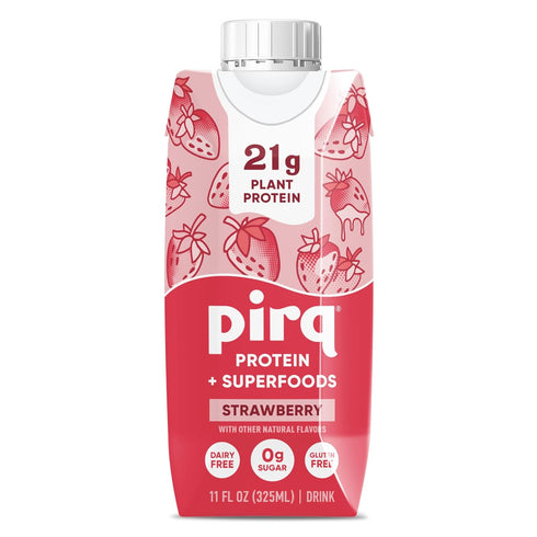 11 Oz (Pack 4) Pirq Plant-Based Protein Shakes | Strawberry Fl of | Dairy-Free, Gluten-Free, Soy-Free, Zero Sugar
