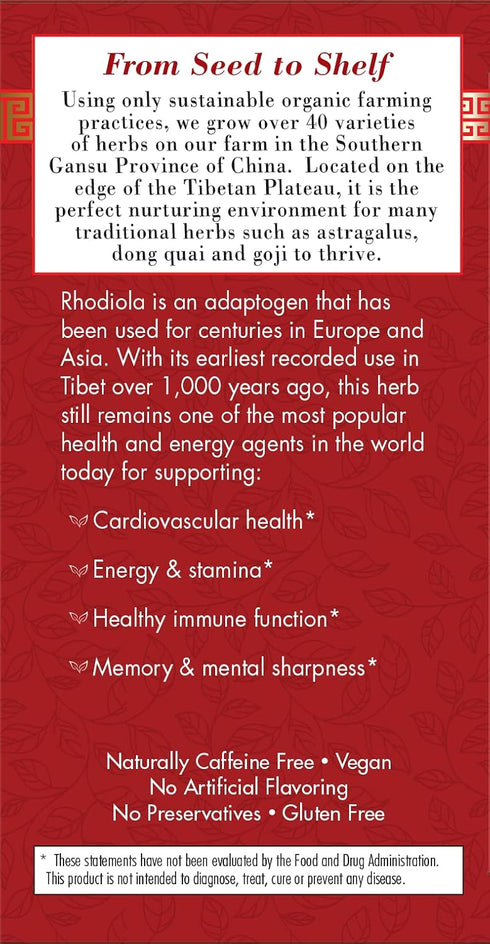20 Bravo Tea Absolute Rhodiola Herbal Tea Caffeine Free, Tea Bags