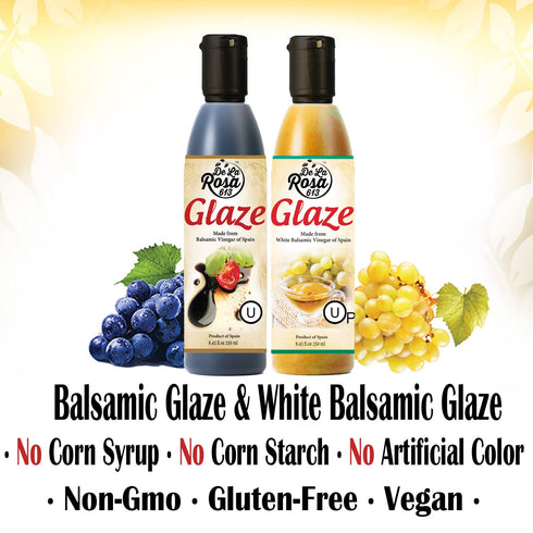 8.45 Oz (Pack 1) De La Rosa White Balsamic Glaze, Kosher for Passover, Vegan, Non-GMO & Gluten Free, Great for Salad