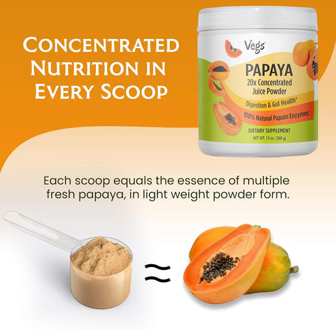 20:1 (13 oz) Papaya Juice Powder with Natural Papain Digestive Enzyme - Concentrated & Freeze Dried Organic Papaya