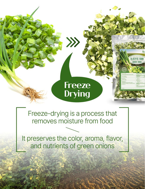 3.5 (100g), NICE WITHC'S Freeze Dried Green Onion ounces Gluten Free, Korean Chopped Green Onions, Green Onions