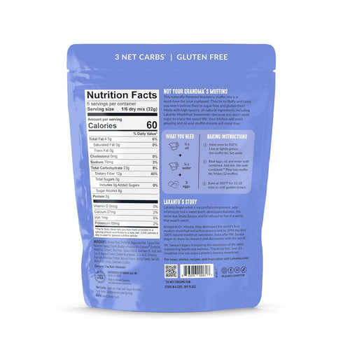 (6.77 oz) Lakanto Sugar Free Blueberry Muffin Mix - Naturally Flavored, Sweetened with Monk Fruit Sweetener, Keto Diet