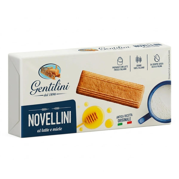 Gentilini Novellini Italian Biscotti Cookies, Milk & Honey, 8 Pack (8.8 oz /