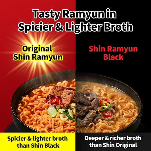 3.03 oz (Pack 12) Nongshim Shin Ramyun Bowl Noodles, Spicy Korean Signature Instant Ramyun, Rich Beef Flavored Broth