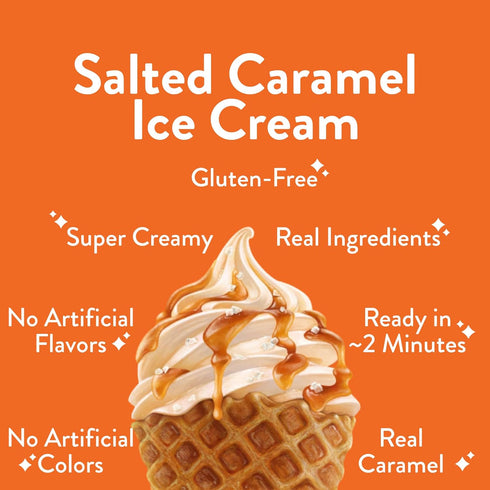 pack 12 ColdSnap Salted Caramel Ice Cream Pods Creamy, Sweet & Salty Single-Serve Dessert Made in Minutes No Prep, No
