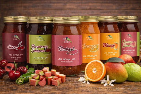 2 20 Green Jay Gourmet Mango Jam - All-Natural Fruit Jam with Mango & Lemon Juice - Vegan, Gluten-free Jam - Contains