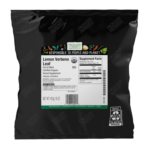 Frontier Co-op Organic Lemon Verbena Leaf, Cut and Sifted, Kosher, Bulk Bag