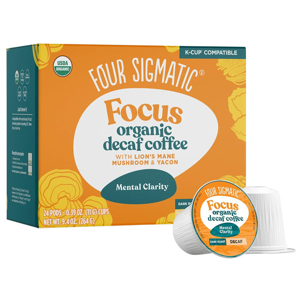 Four Sigmatic Decaf Mushroom Coffee K-Cups | Organic Dark Roast Coffee with