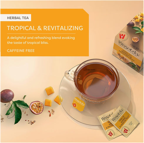 (6 Pack -120 Wissotzky Mango Passion Fruit Herbal Tea Tea Bags) | Tropical Blend | Caffeine Free Tea