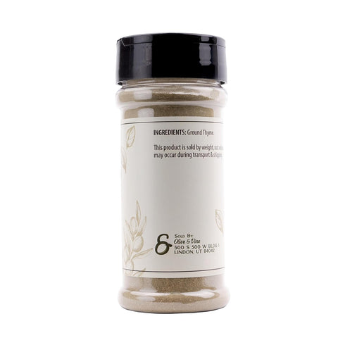 (2.72 Olive & Vine Ground Thyme, Earthy & Aromatic, Seasoning for Roasts, Soups, and Stews, with Rich Tradition