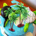 Jovitec 16 Pieces Small Green Palm Tree Cake Topper, 5.5 Inch Hawaiian Tropical Coconut Tree Decorations