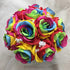 Silk Rainbow Rose Wedding Bouquet Boutonniere (A)