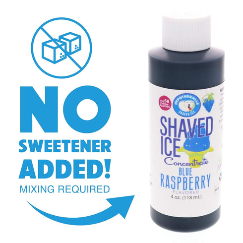 Hypothermias Blue Raspberry Shaved Ice and Snow Cone Syrup Unsweetened Flavor Concentrate - 4 Fl. Oz - Makes 1 Gallon -