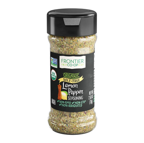 Frontier Salt Free Organic Seasoning, Lemon Pepper, 2.5 Oz