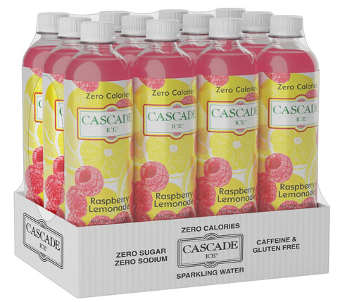 Cascade Ice 17.2 (Pack 12) Zero Cal Sparkling Water, Raspberry Lemonade, Fluid Ounce