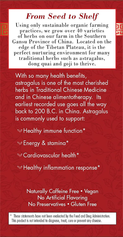 Bravo Tea Astragalus - Caffeine Free, 20 Tea Bags for Health Benefits