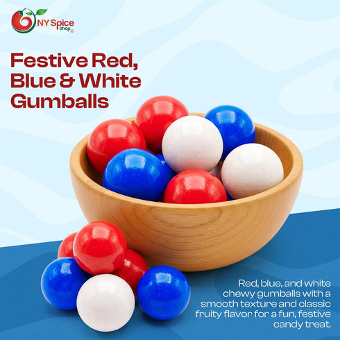 1 Inch 250 NY Spice Shop Red, White & Blue Gumballs - Large Gumballs For Gumball Machine - Gumball Vending Machine