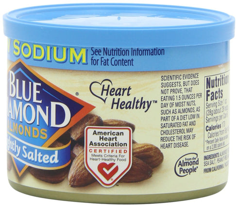 6 Oz (Pack 6) Blue Diamond Almonds Low Sodium Lightly Salted Snack Nuts, Resealable Cans